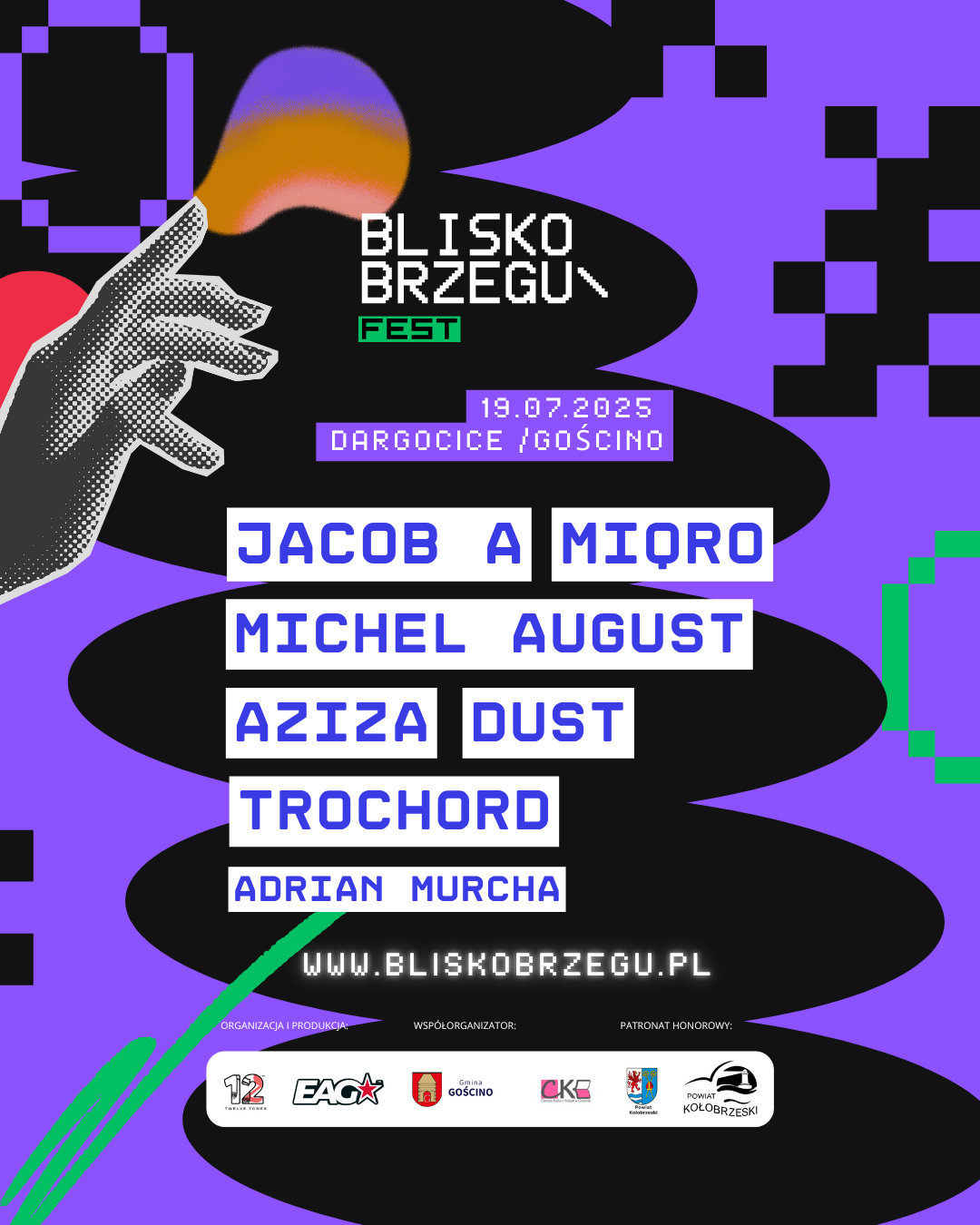 Plakat arystów na scenie głownej